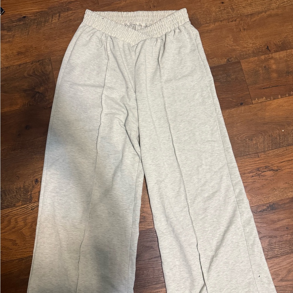 Gray Cross Over Elastic Waist Pants